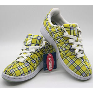 K SWISS Womens CLUELESS Yellow Plaid Sneakers Shoes Sz 7 Ltd Edition NWT